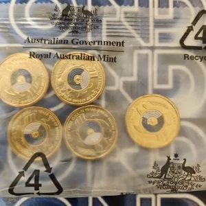 Australia $2 Coin x5 2022 75th Anniversary End of WW2 RAM Bag UNC